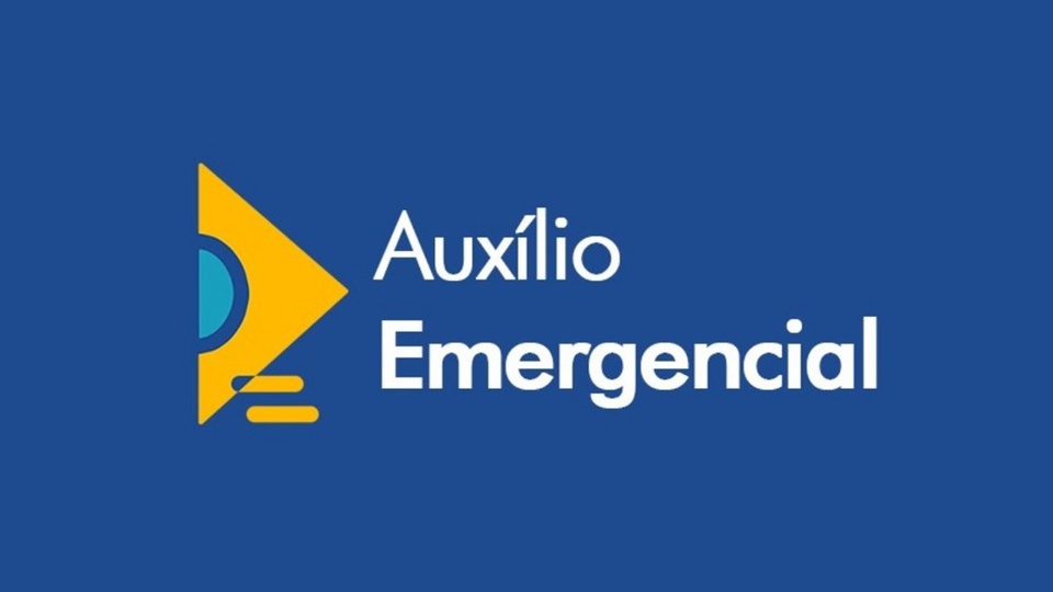 Inscrição no auxílio emergencial 2021: logo do auxílio emergencial em fundo azulado