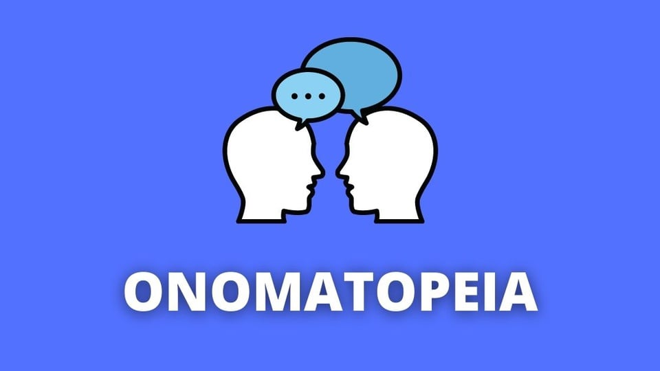 Onomatopeia: ilustração de conversa com balão constando reticências. Abaixo, é possível ler "Onomatopeia"
