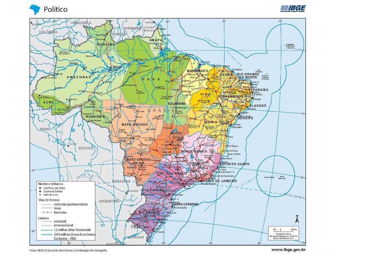 Mapa Do Brasil Mapa Politico Estados Capitais Regioes E Biomas