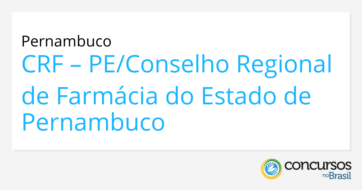 Concurso Conselho Regional De Farmácia Crf Pe 2018 