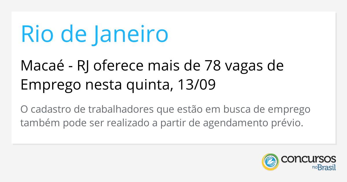 Macaé Rj Oferece Mais De 78 Vagas De Emprego Nesta Quinta 1309